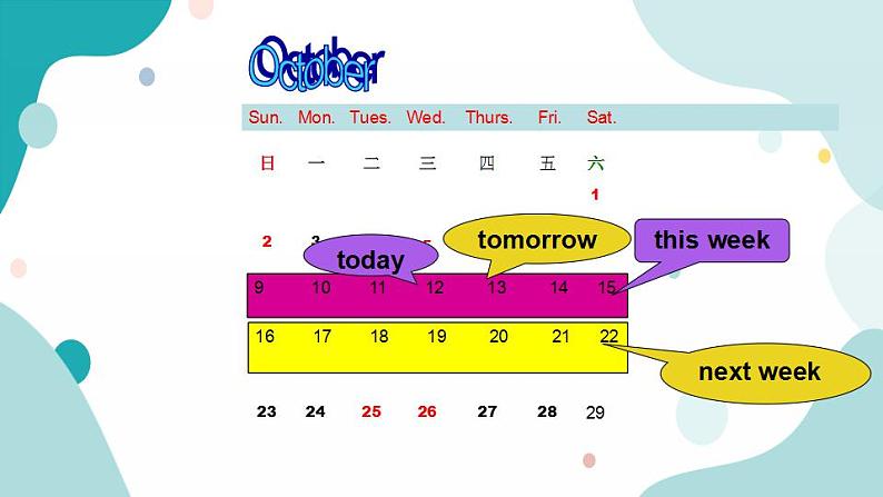 六年级上册英语课件+素材+教学思路-Unit 3 My weekend pA Let's learn 人教PEP02