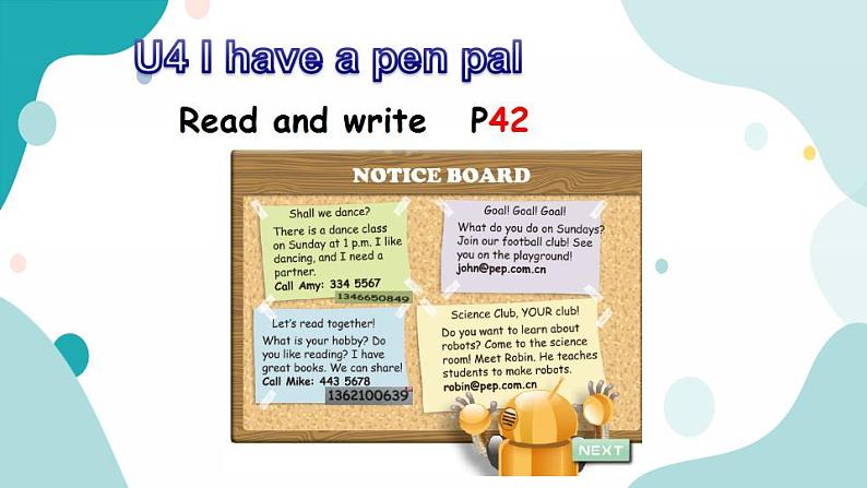 六年级上册英语课件+素材+教学思路-Unit 4 I have a pen pB Read and write 人教PEP01