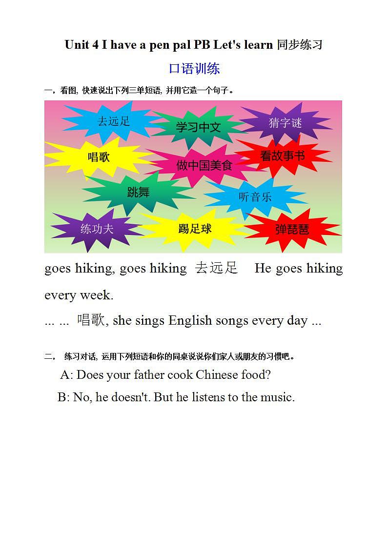 人教PEP版6上英语 Unit 4 I have a pen pal PB Let's learn 课件+教案+练习+音视频01