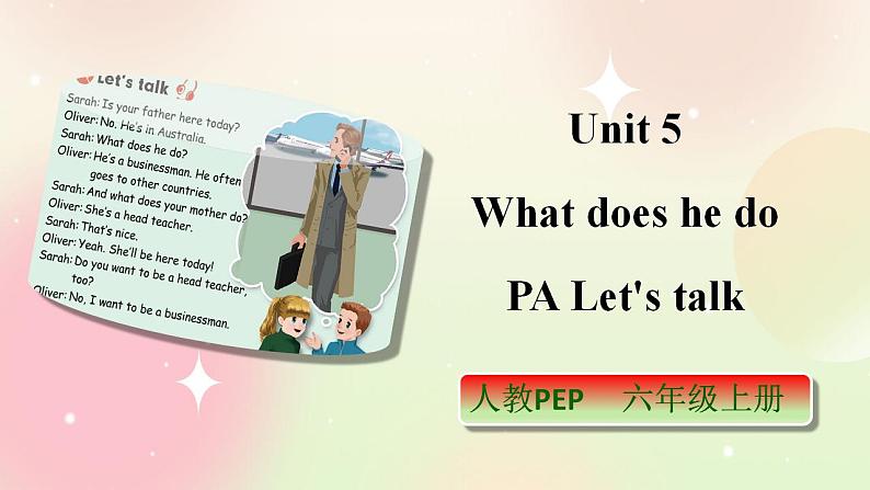 人教PEP版6上英语 Unit 5 What does he do PA Let's talk 课件第1页