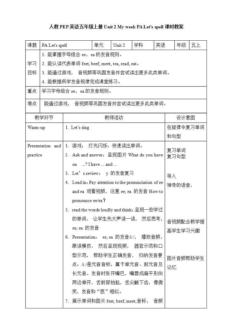 Unit 2 My week PA Let's spell  课件+教案+动画素材01