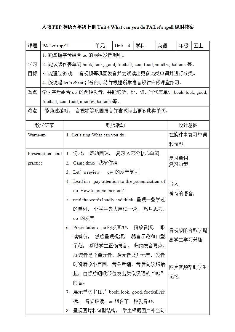 Unit 4 What can you do PA Let's spell   课件+教案+动画素材01