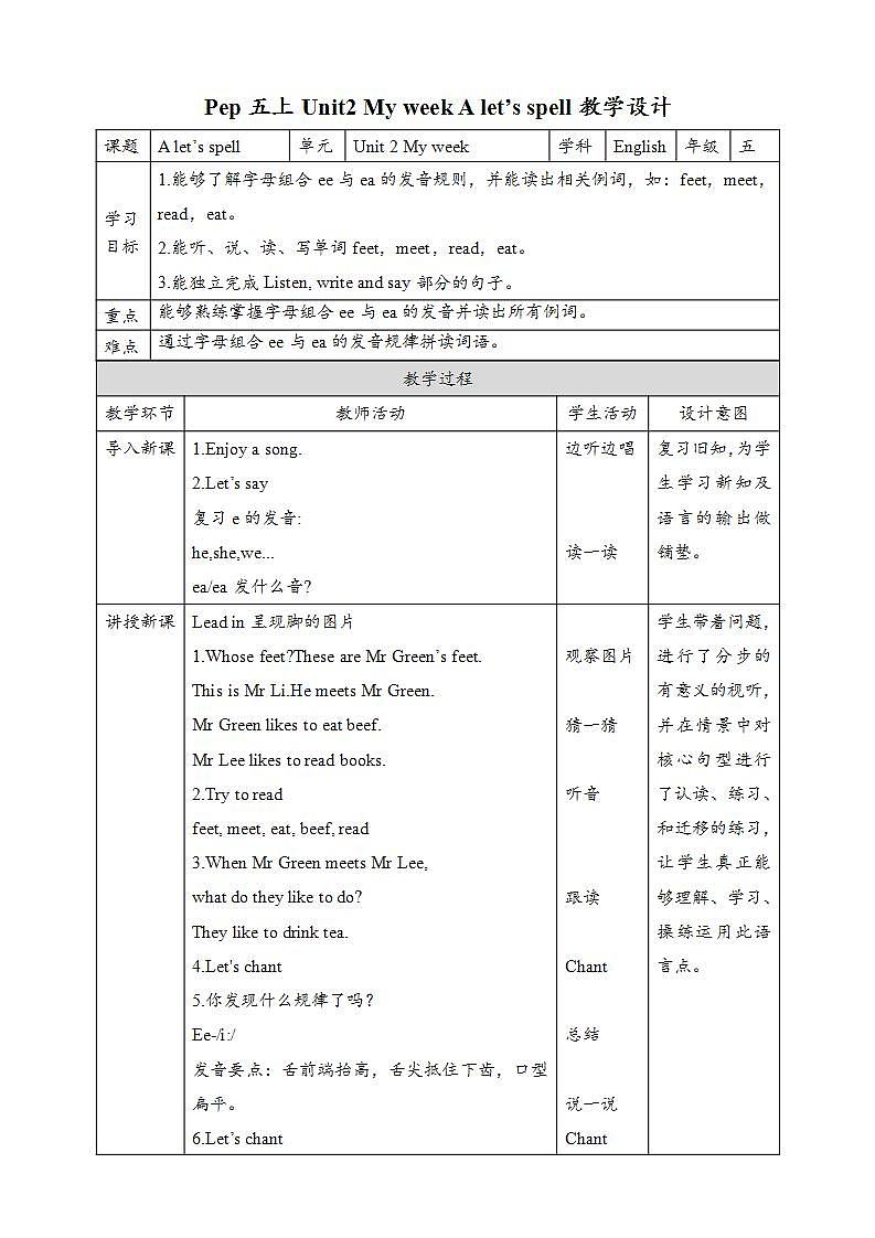 Unit2 My week A let's spell 课件+教案+练习+素材01