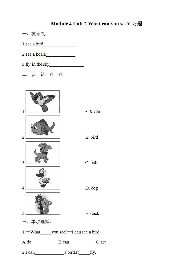 外研版（一年级起点）3上英语 Module 4 Unit 2 What can you see 课件+教案+练习+音视频01