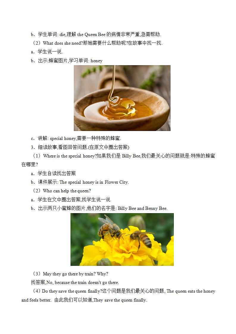 五年级上英语教案-Unit 2  Lesson 12 Billy Bee  冀教版（一起）02