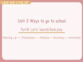 人教版六年级英语上册--Unit 2   Ways to go to school. Part B Let's learn& Role play（课件+素材）