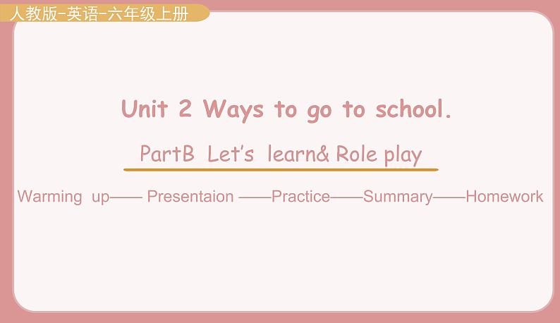 人教版六年级英语上册--Unit 2   Ways to go to school. Part B Let's learn& Role play（课件+素材）01