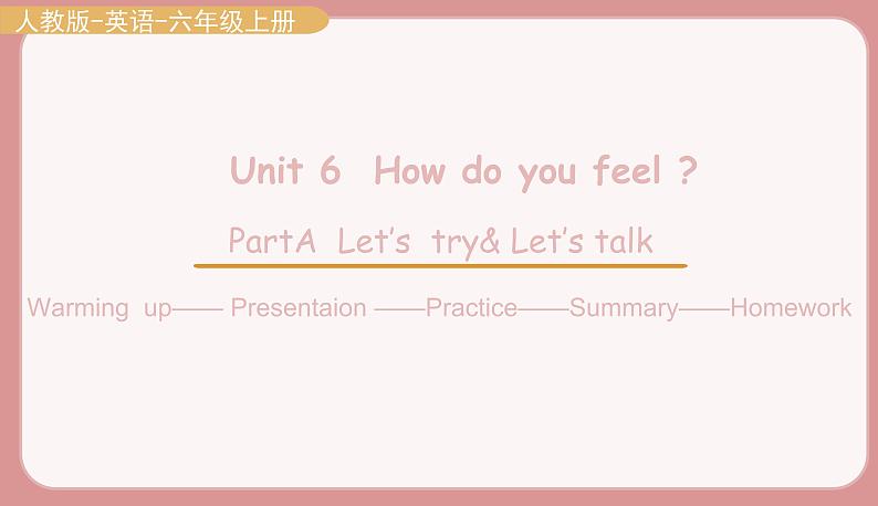 人教版六年级英语上册--Unit 6  How do you feel  PartA Let's try & Let's talk（课件+素材）01