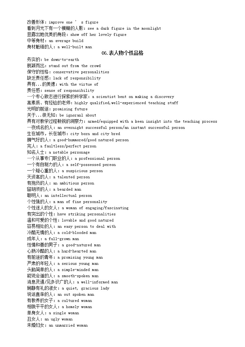 小学英语小升初常见生活场景短语词汇（共十类）（素材）通用版英语六年级下册第3页