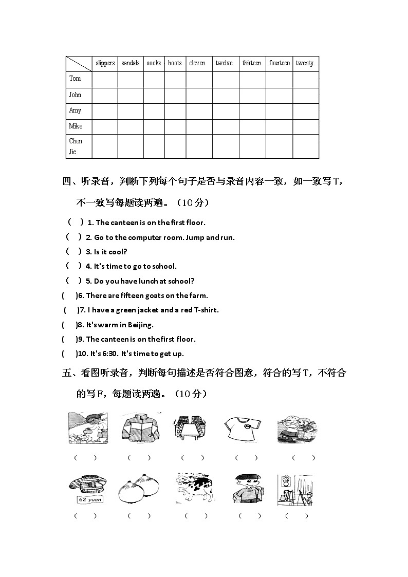 期末试卷（试题）4套-2021-2022学年英语四年级下册-人教pep版（含答案）第2页