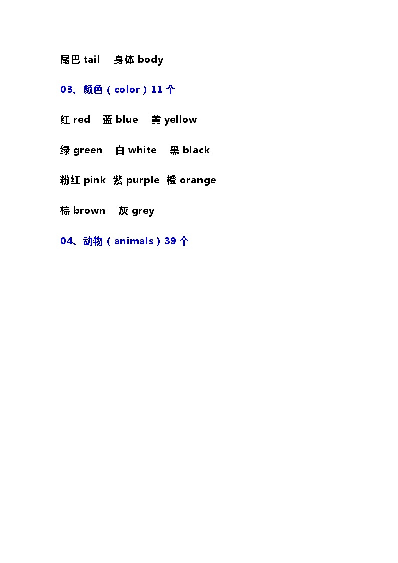 小学英语18类核心词汇分类汇总第3页