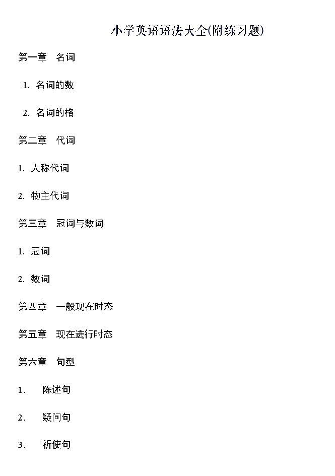 小学英语语法大全(附练习题)01