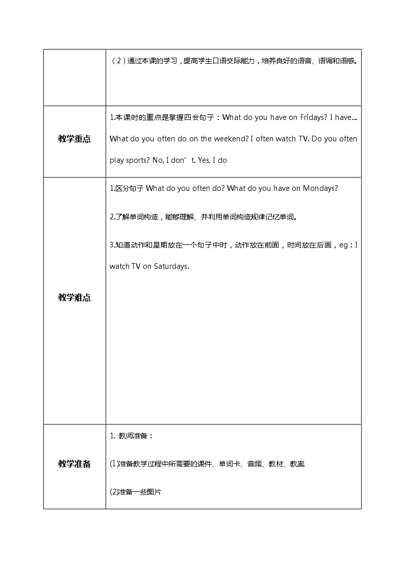 人教版五年级上册第二单元 Part B 第三课时 教学设计第2页