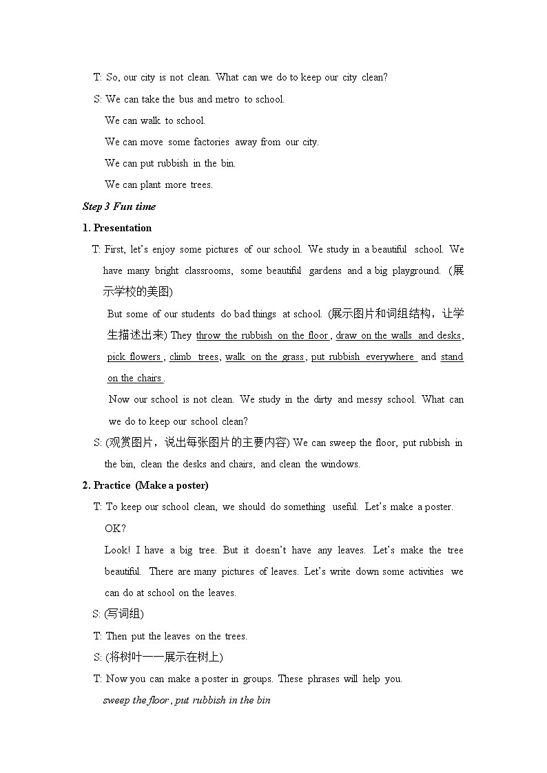 六年级上册英语教案-unit6  keep our city clean  译林版三起02