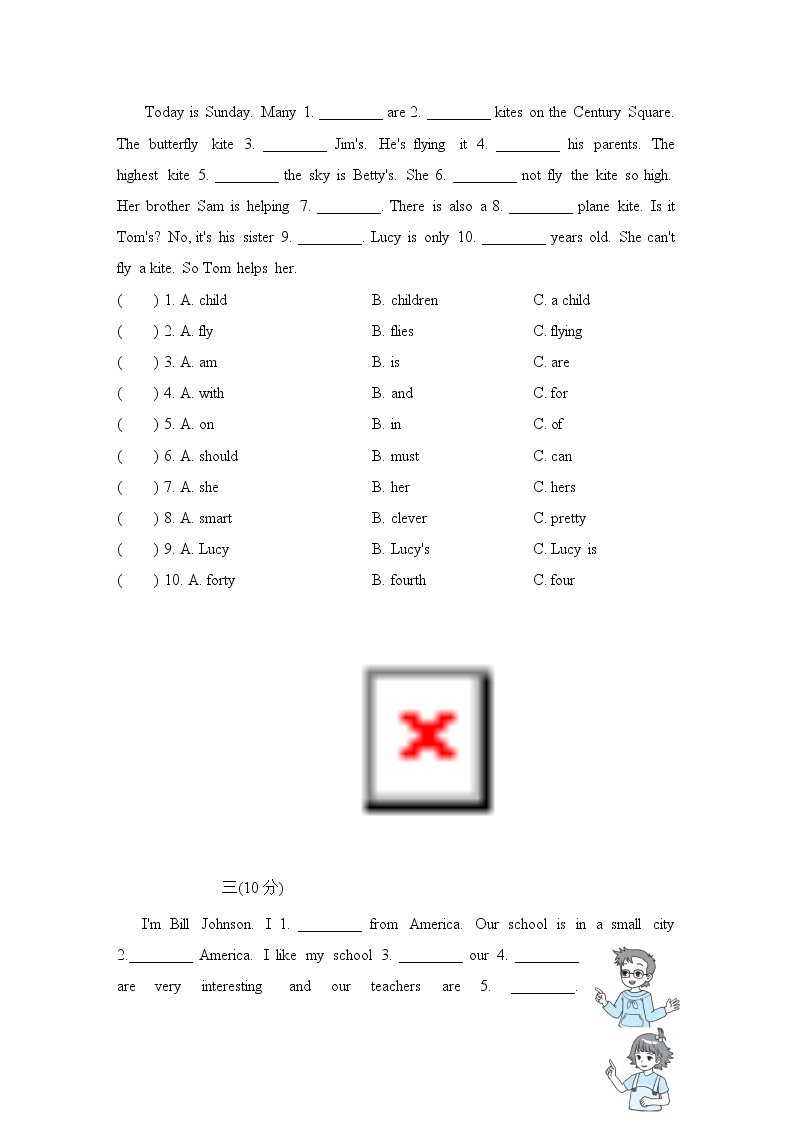 期末复习 完形与综合填空--人教精通版五年级英语上册 试卷02