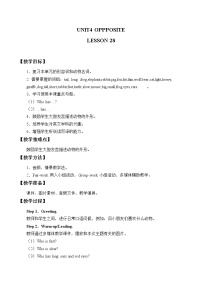 清华大学版二年级上册Unit 4 Opposites优秀教学设计