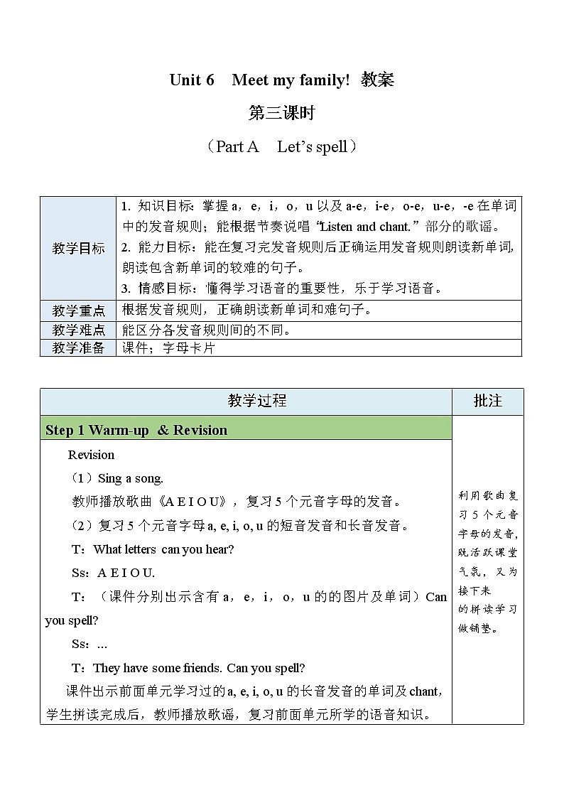 Unit 6 Meet my family Part  A Let's spell课件+教案+素材01