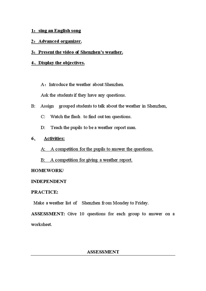 五年级上册英语教案- Unit 3 A rainy weekend｜深港朗文版02