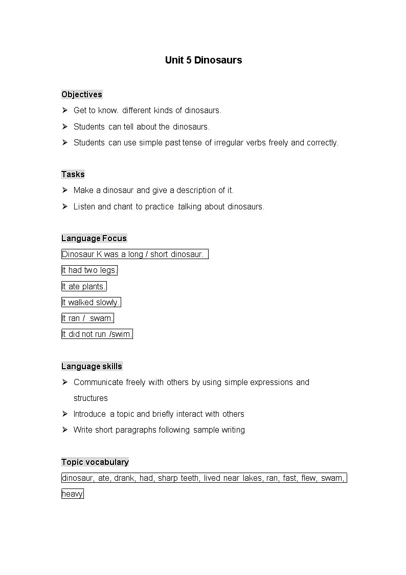 五年级上册英语教案- Unit 5 Dinosaurs Period 2 --- Part B1｜深港朗文版第1页