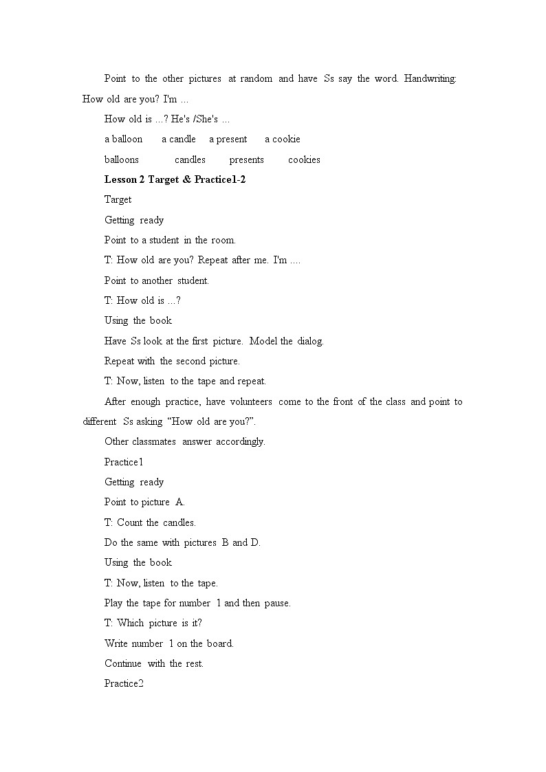 三年级上册英语教案-Unit 5 Happy Birthday!  广东开心英语（粤人版）03