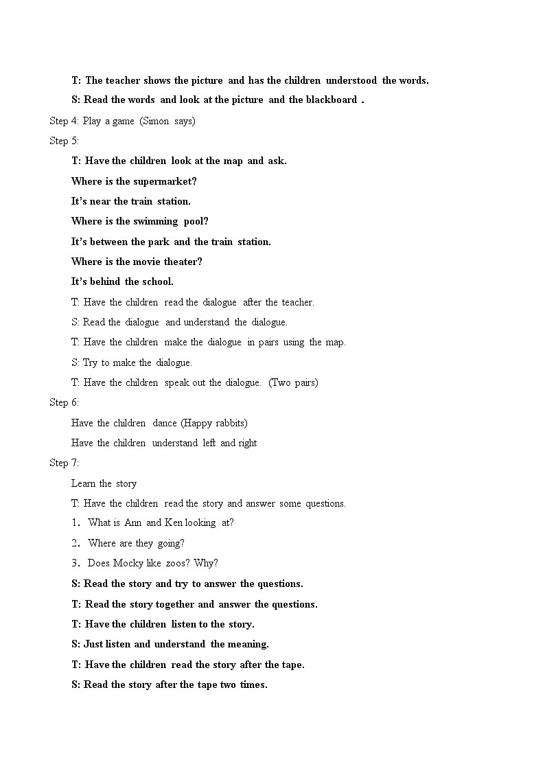 四年级上英语教案-Unit 5 Our town 北师大版03