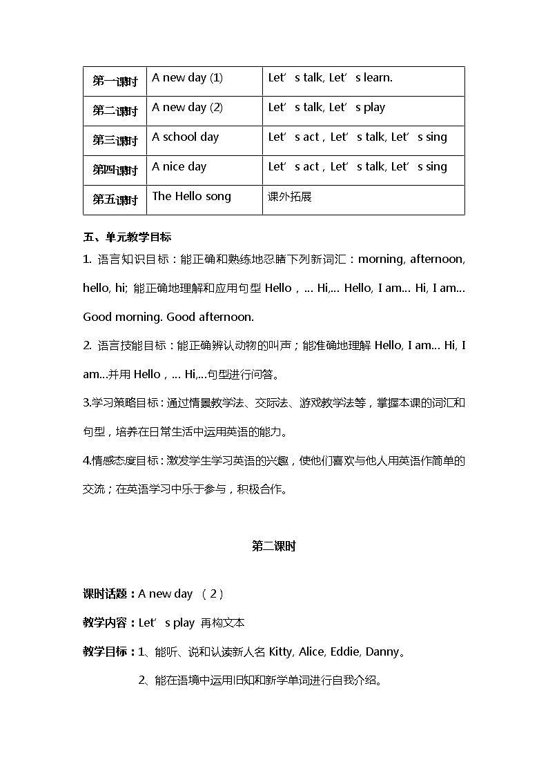 Module 1Unit 1 hello 教案（5课时）02