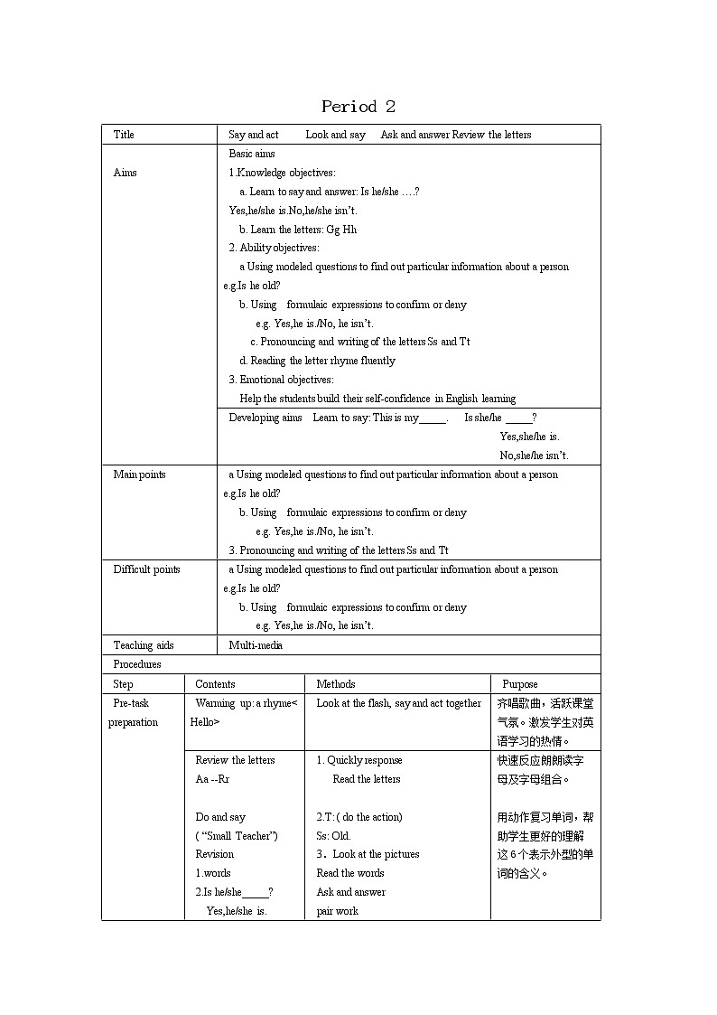 Module 2Unit 2 That’s my family (Period 2) 教案01