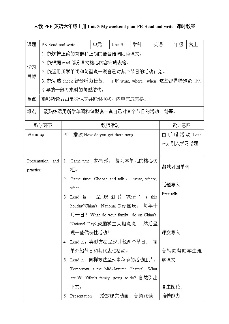 55lilyUnit 3 My weekend plan PB Read and write (公开课）课件01