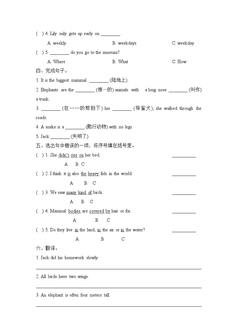 【单元测试】6年级上册英语人教版新起点Unit 3 0202
