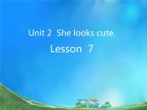 五年級(jí)上冊(cè)英語(yǔ)課件－Unit2 She looks cute(Lesson7) ｜人教精通版 (共13張PPT)