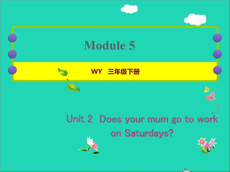 2022三年级英语下册Module5Unit2DoesyourmumgotoworkonSaturdays作业课件外研版三起01