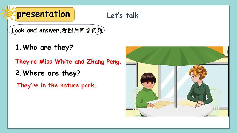 人教版英语五上《Unit6 In a nature park  part B Let’s talk》课件PPT+教学设计06