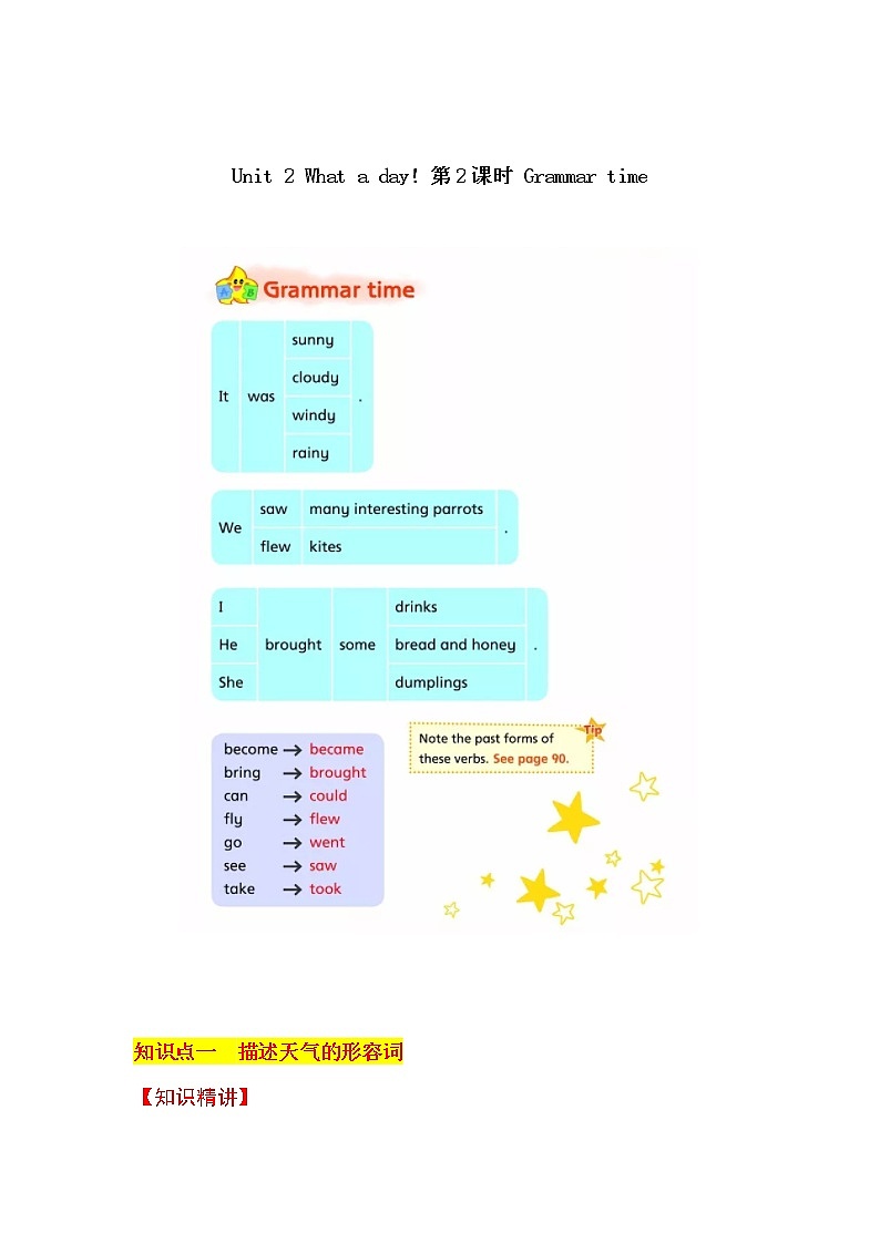 六上英语教材深度解读（含典例讲解+课后练习+答案）Unit 2 What a day 第2课时 Grammar time 译林版第1页