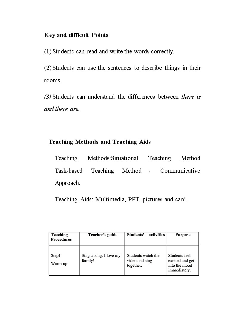 人教版三年级起点小学英语五年级上册（PEP义务教育版）Unit5 There is a big bed   教案第3页