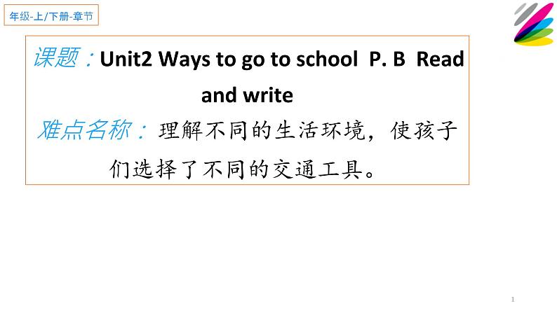 六年级英语人教三起上册Unit 2 Ways to go to school2   课件第1页