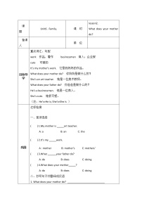 鲁科版 (五四制)四年级上册Unit 6 FamilyLesson 2 What does your mother do?导学案及答案