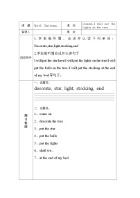 小学英语鲁科版 (五四制)五年级上册Unit 6 ChristmasLesson 2 I will put the lights on the tree.导学案