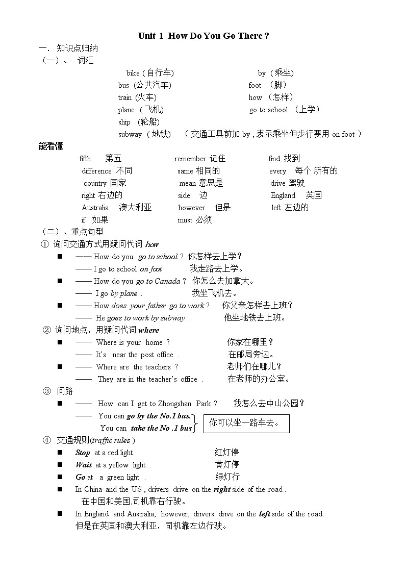 六年级英语上册知识点总结第1页