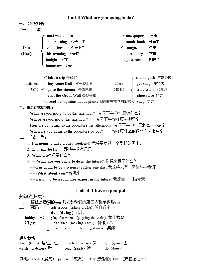 六年级英语上册知识点总结第3页