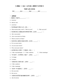 期中专项复习-专项二 句型与补全对话 五年级上册 人教PEP版