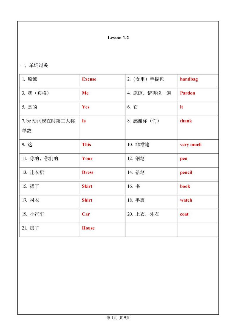 新概念英语第一册 Lesson1-2讲义01