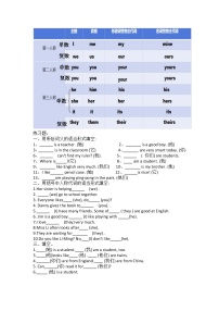 主格宾格物主代词（讲义）人教PEP版英语六年级下册