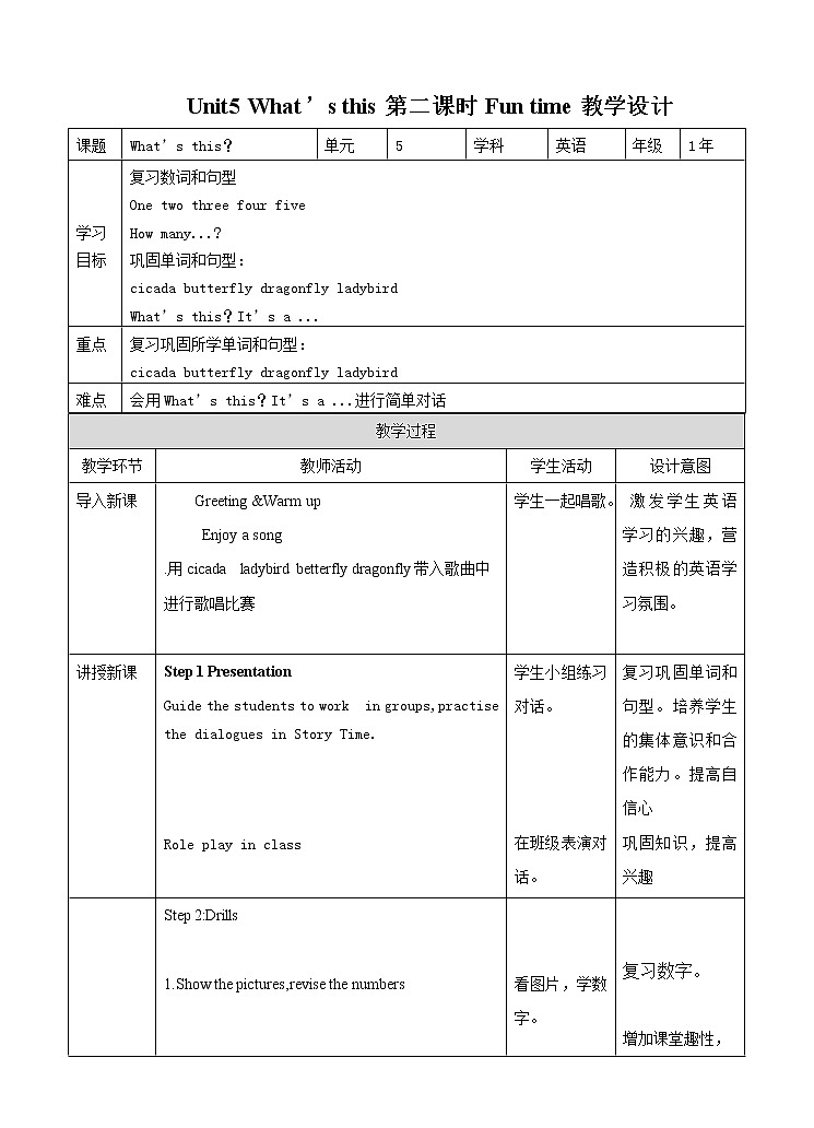 译林版英语一年级下册 Unit 5 What’s this第二课时（课件+教案+习题）01
