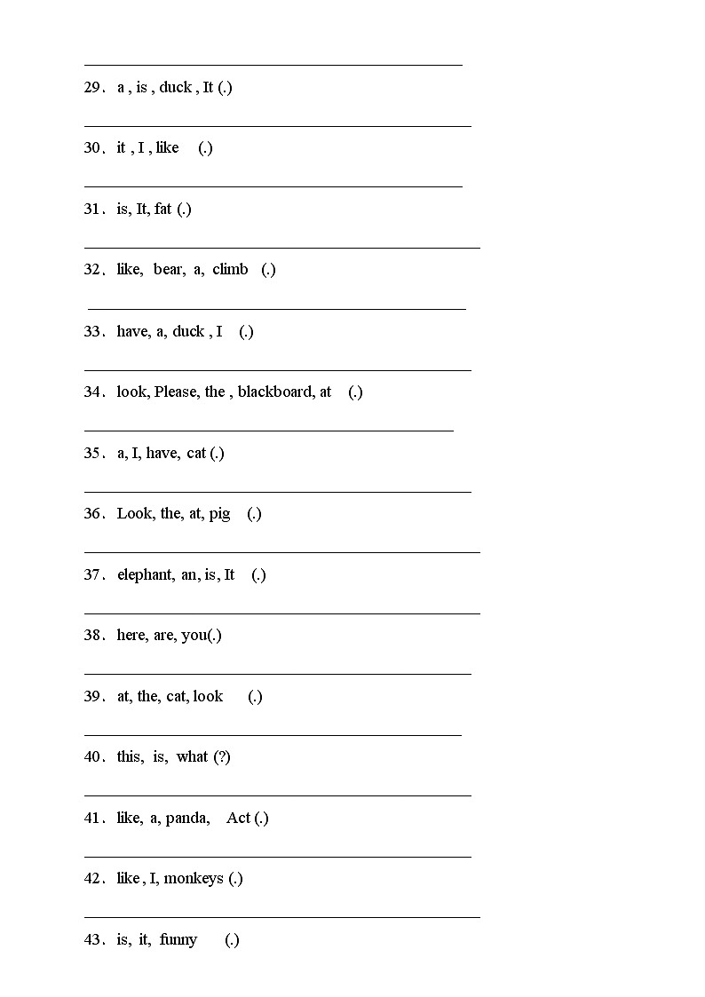 【核心突破】人教PEP版英语三年级上册Unit4专项训练-连词成句卷（含答案）第3页