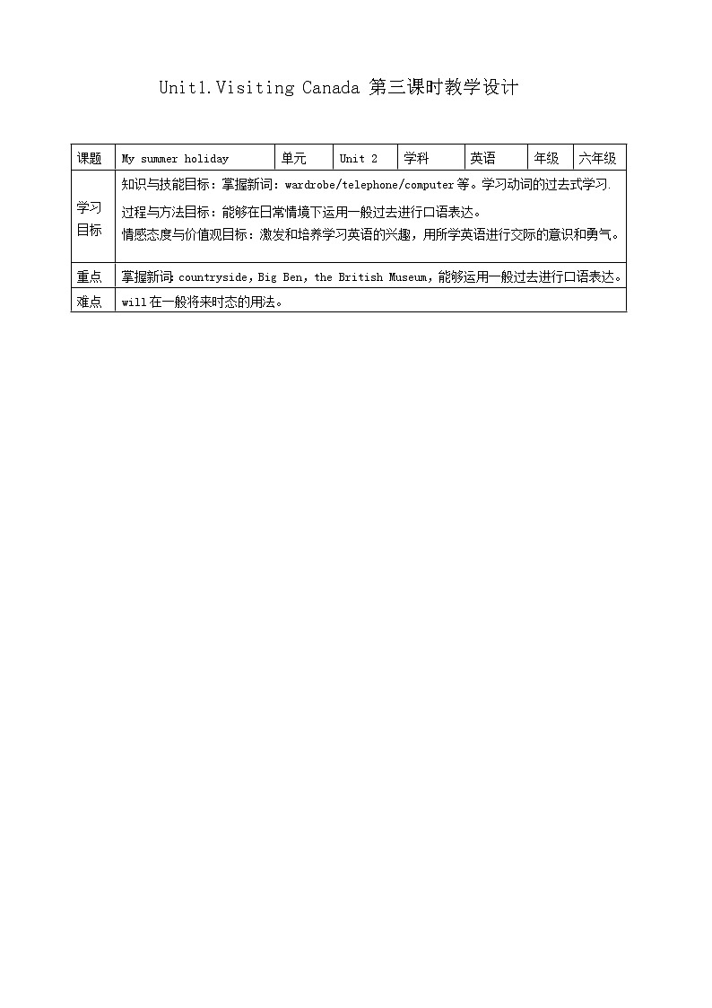 Unit 1 Visiting Canada 第三课时人教新起点六下 课件+教案+练习01