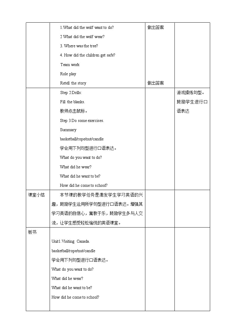 Unit 1 Visiting Canada第五课时教案第2页