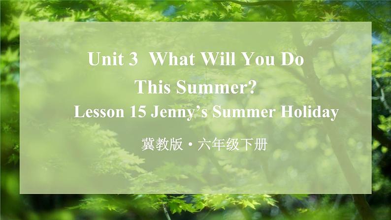 Unit3 What Will You Do This Summer Lesson 15 Jenny’s Summer Holiday（课件+素材）冀教版（三起）英语六年级下册01