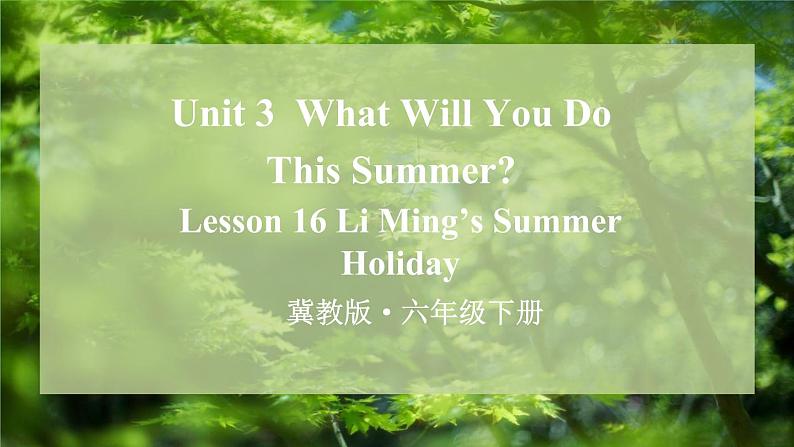 Unit3 What Will You Do This Summer Lesson 16 Li Ming’s Summer Holiday（课件+素材）冀教版（三起）英语六年级下册01