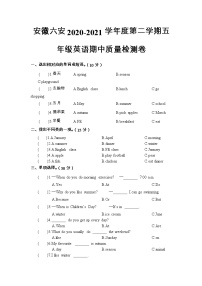 安徽省六安市2020-2021学年五年级下学期期中英语试题