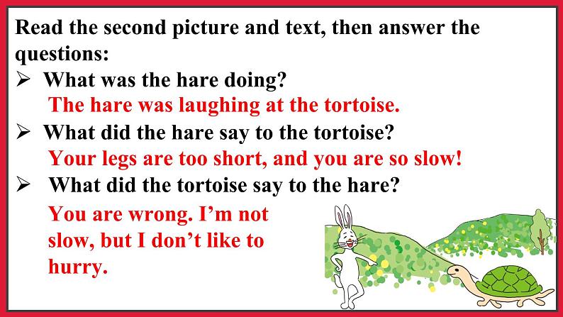 Reading for Fun The Tortoise and the Hare （课件+素材）冀教版（三起）英语五年级下册06